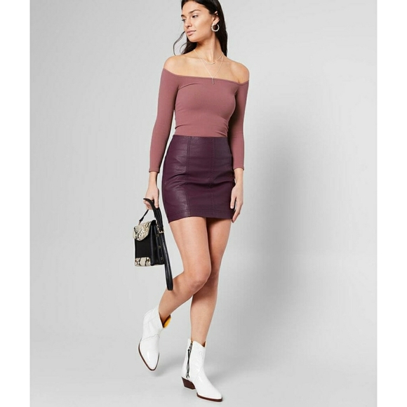 Free People Dresses & Skirts - NEW FREE PEOPLE Faux Vegan Leather Skirt